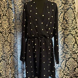 All in Favor Blue Polka Dot Long Sleeve Dress XXL